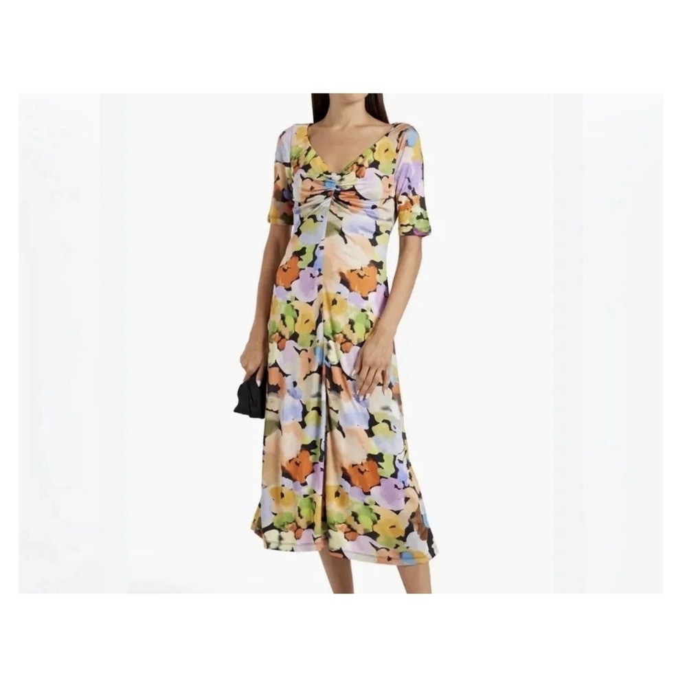 Stine Goya Maxi Dress Women's Small Short Sleeve Floral Stretch Party Wedding